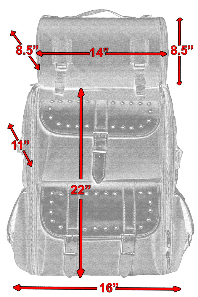 DS391S Updated Touring Sissy Bar Bag w/ Studs Daniel Smart Manufacturing