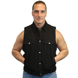 DM979BK Snap/Zipper Front Denim Vest- Black Daniel Smart Manufacturing