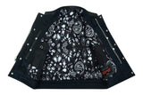 DS164 Men's Paisley Black Leather Motorcycle Vest with White Stitchin Daniel Smart Manufacturing