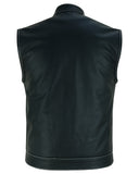 DS164 Men's Paisley Black Leather Motorcycle Vest with White Stitchin Daniel Smart Manufacturing