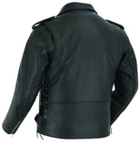 DS711 Economy Motorcycle Classic Biker Leather Jacket - Side Laces Daniel Smart Manufacturing