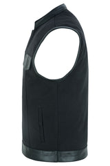 DS685 Canvas Material Single Back Panel Concealment Vest W/Leather Tr Daniel Smart Manufacturing