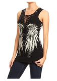 2224 BLACK Oversized Angel Wing Tank Top Daniel Smart Manufacturing