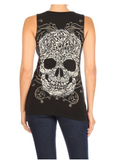 2225 BLACK Baroque Skull Graphic Tank Top Daniel Smart Manufacturing