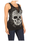 2225 BLACK Baroque Skull Graphic Tank Top Daniel Smart Manufacturing