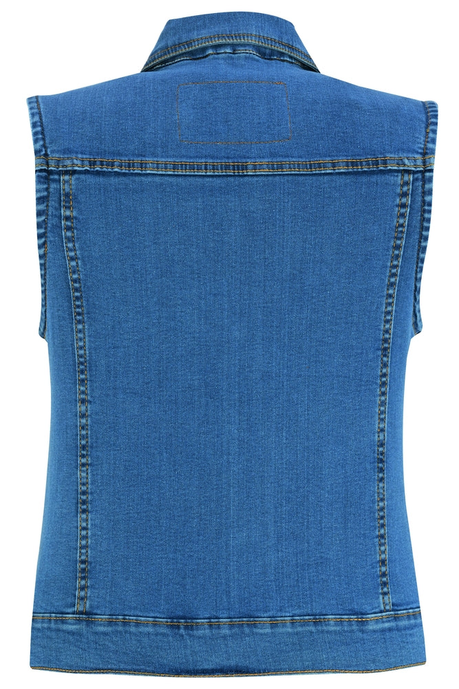 DM943 Women's Blue Denim Snap Front Vest Daniel Smart Manufacturing