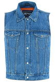 DM979BU Snap/Zipper Front Denim Vest- Blue Daniel Smart Manufacturing