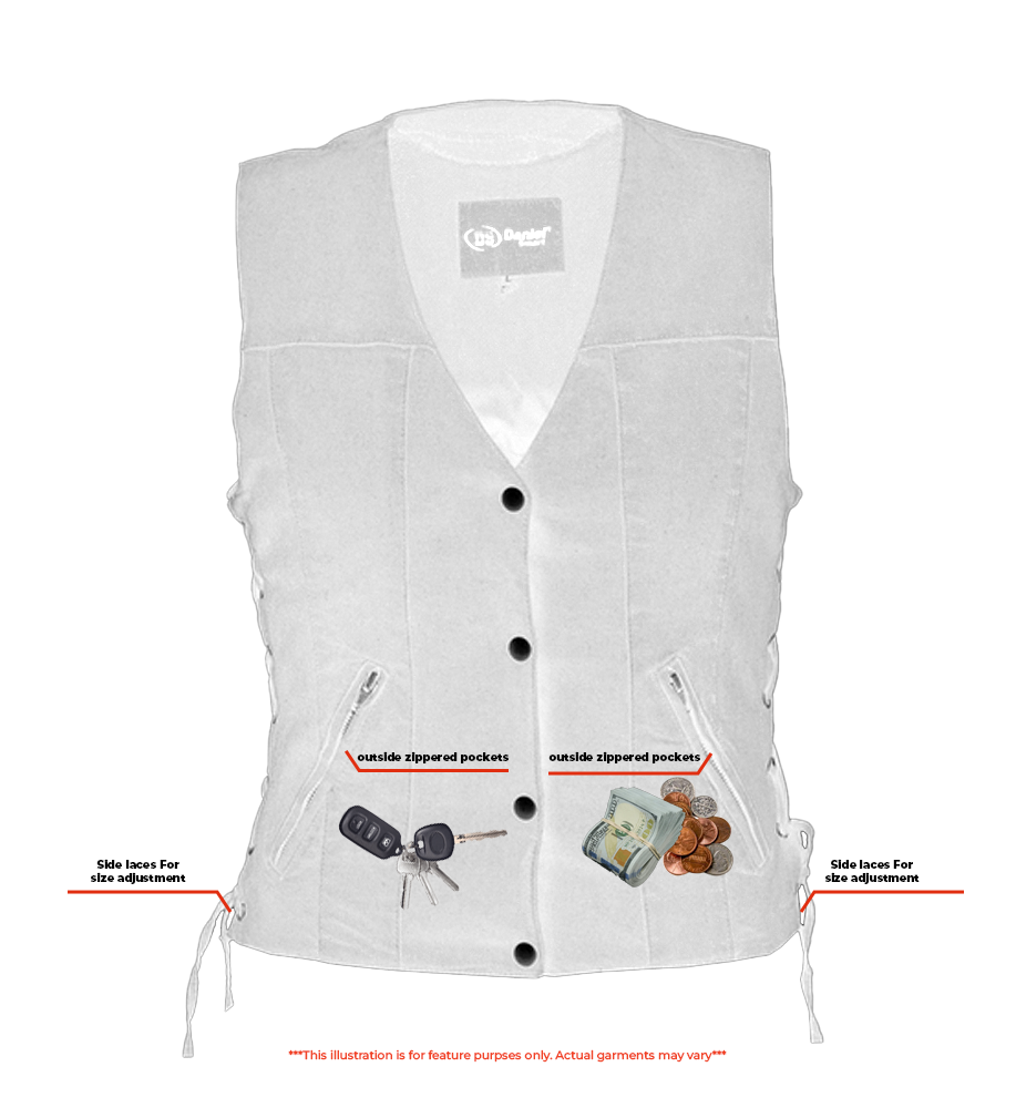 DM906BK Women's Single Back Panel Concealed Carry Denim Vest Daniel Smart Manufacturing