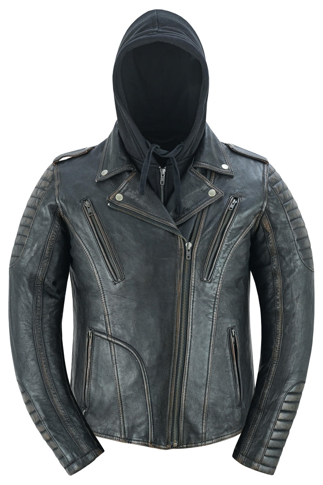 DS878 Women's Lightweight Drum Dyed Distressed Naked Lambskin M/C Jac Daniel Smart Manufacturing