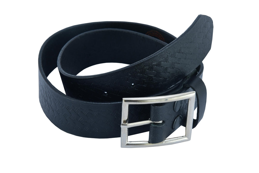 BLT2015 Timeless Black Basket Weave Pattern Leather Belt Daniel Smart Manufacturing