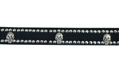 BLT2018 Black Leather Belt with Silver Studs and Skulls Daniel Smart Manufacturing