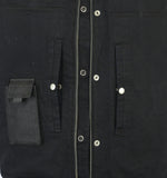 DM992 Men's Black Denim Single Panel Concealment Vest W/ Leather Trim Daniel Smart Manufacturing