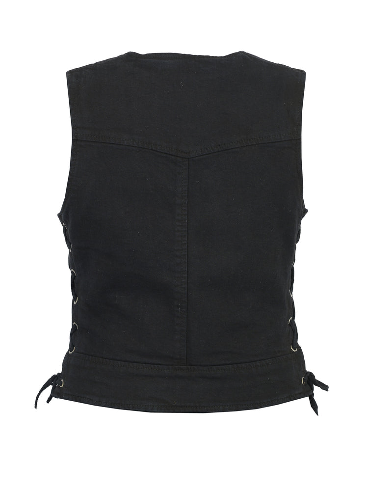 DM942BK Women's Stylish Black Denim Vest Daniel Smart Manufacturing