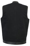 DM992 Men's Black Denim Single Panel Concealment Vest W/ Leather Trim Daniel Smart Manufacturing