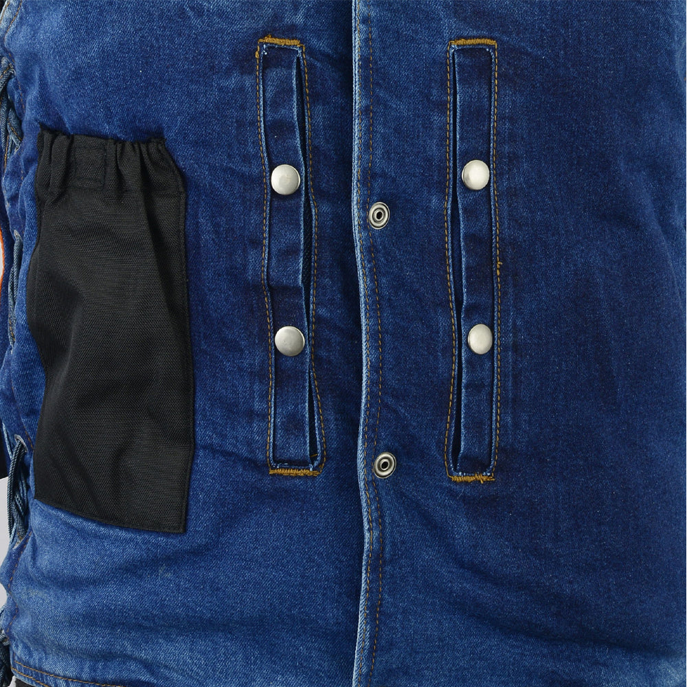 DM905BU Men's Single Back Panel Concealed Carry Denim Vest Daniel Smart Manufacturing