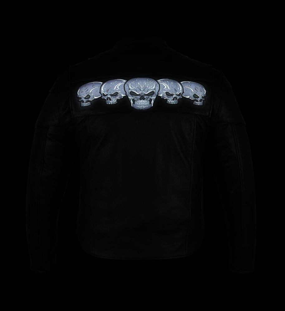 DS700 Men's Scooter Jacket w/Reflective Skulls Daniel Smart Manufacturing