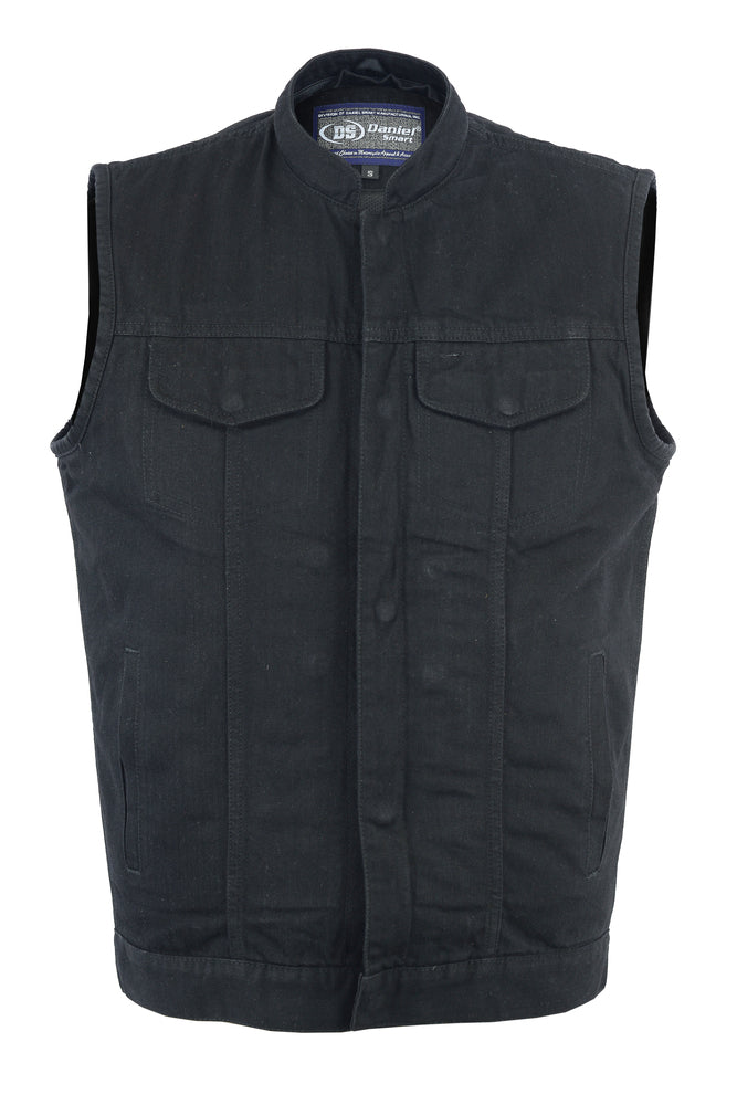 DM982 Men's Black Denim Single Back Panel Concealment Vest w/Rem Daniel Smart Manufacturing