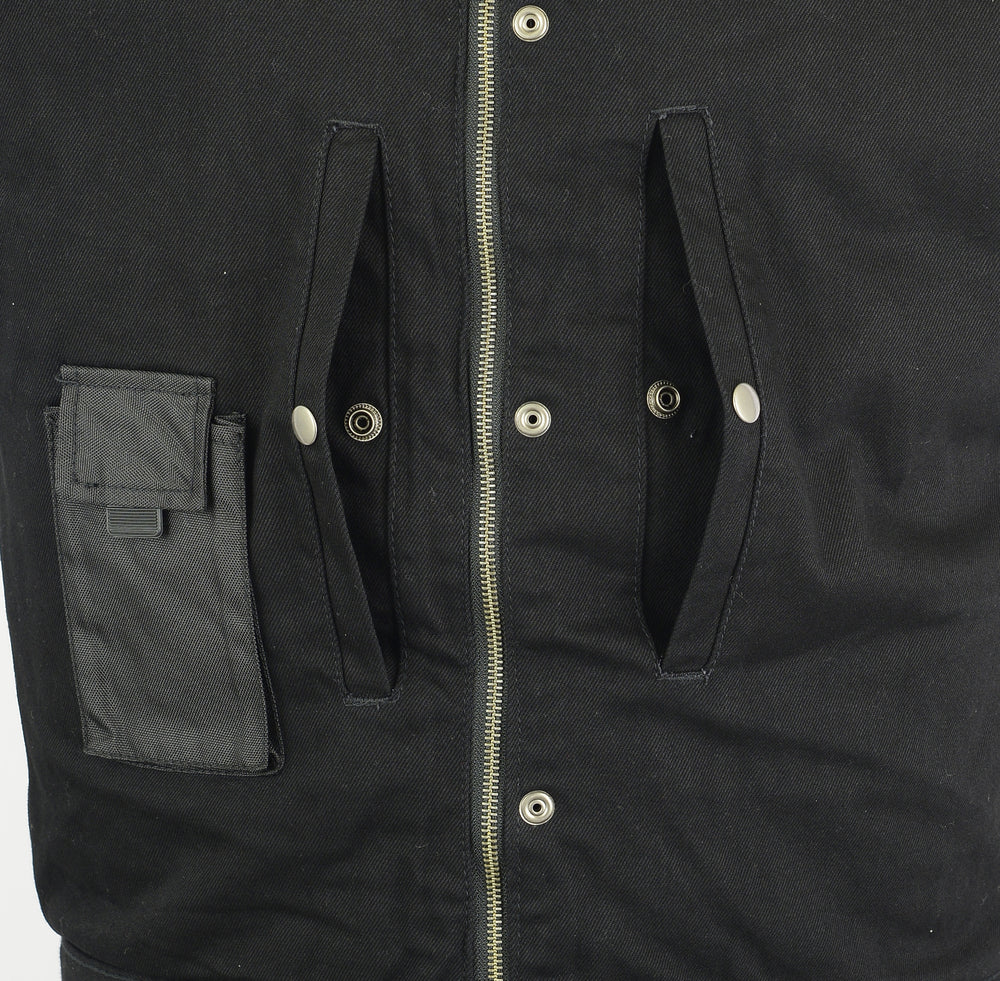 DM982 Men's Black Denim Single Back Panel Concealment Vest w/Rem Daniel Smart Manufacturing