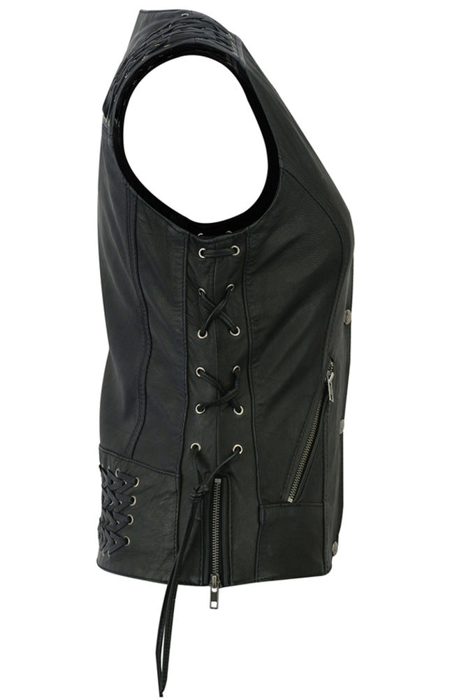 DS285 Women's Vest with Grommet and Lacing Accents Daniel Smart Manufacturing