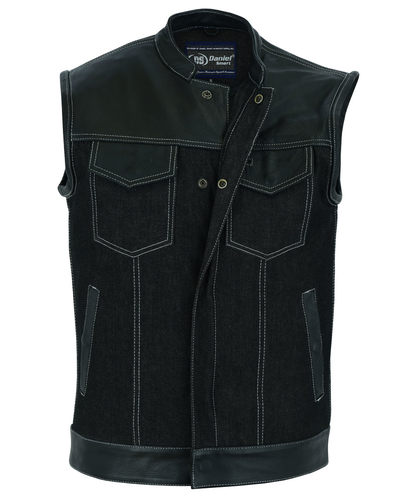 DM900 Men's Leather/Denim Combo Vest Daniel Smart Manufacturing