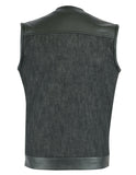 DM901 Men's Leather/Denim Combo Vest Without Collar Daniel Smart Manufacturing