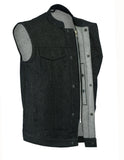 DM977 Men's Rough Rub-Off Raw Finish Denim Vest Daniel Smart Manufacturing