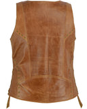 DS236 Women's Brown Zippered Vest with Lacing Details Daniel Smart Manufacturing