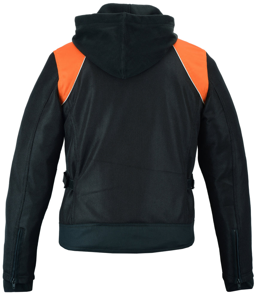 DS827 Women's Mesh 3-in-1 Riding Jacket (Black/Orange) Daniel Smart Manufacturing