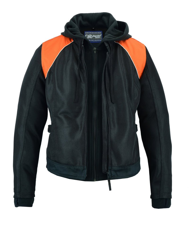 DS827 Women's Mesh 3-in-1 Riding Jacket (Black/Orange) Daniel Smart Manufacturing