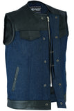 DM933 Men's Leather/Denim Combo Vest (Black/Broken Blue) Daniel Smart Manufacturing