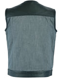 DM934 Men's Perforated Leather/Denim Combo Vest (Black/ Ash Gray) Daniel Smart Manufacturing