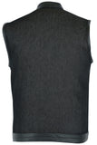 DM962 Men's Rough Rub-Off Raw Finish Denim Vest W/Leather Trim - Scoo Daniel Smart Manufacturing