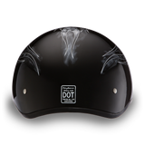 D6-SFS D.O.T. DAYTONA SKULL CAP - W/ SKULL FLAMES SILVER Daniel Smart Manufacturing