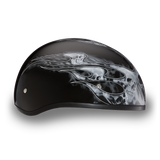 D6-SFS D.O.T. DAYTONA SKULL CAP - W/ SKULL FLAMES SILVER Daniel Smart Manufacturing