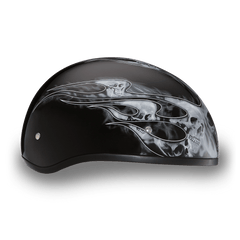 D6-SFS D.O.T. DAYTONA SKULL CAP - W/ SKULL FLAMES SILVER - Daniel Smart Manufacturing