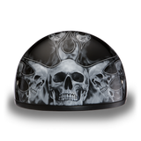 D6-SFS D.O.T. DAYTONA SKULL CAP - W/ SKULL FLAMES SILVER Daniel Smart Manufacturing