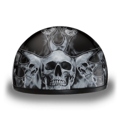 D6-SFS D.O.T. DAYTONA SKULL CAP - W/ SKULL FLAMES SILVER - Daniel Smart Manufacturing