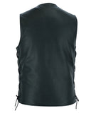 DS161TALL Men's Tall Classic Tapered Bottom Biker Leather Vest Daniel Smart Manufacturing