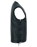 DS161TALL Men's Tall Classic Tapered Bottom Biker Leather Vest Daniel Smart Manufacturing