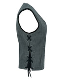 DM919 Women's Rough Rub-Off Raw Finish Broken Gray Denim Vest Daniel Smart Manufacturing