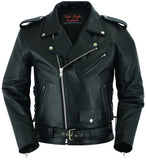 DS711 Economy Motorcycle Classic Biker Leather Jacket - Side Laces Daniel Smart Manufacturing