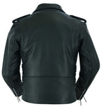 DS711 Economy Motorcycle Classic Biker Leather Jacket - Side Laces Daniel Smart Manufacturing