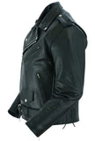 DS711 Economy Motorcycle Classic Biker Leather Jacket - Side Laces Daniel Smart Manufacturing