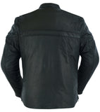 DS768 Men's Sporty Lightweight Leather Cross Over Jacket Daniel Smart Manufacturing