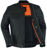 DS768 Men's Sporty Lightweight Leather Cross Over Jacket Daniel Smart Manufacturing