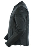 DS768 Men's Sporty Lightweight Leather Cross Over Jacket Daniel Smart Manufacturing