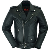 DS712TALL Men's Classic Plain Side Police Style M/C Jacket - TALL Daniel Smart Manufacturing