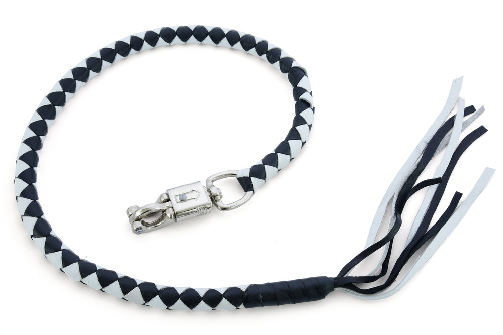 GBW204 Leather Biker Whip-White/Black Daniel Smart Manufacturing