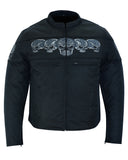 DS600 Men's Textile Scooter Style Jacket w/ Reflective Skulls Daniel Smart Manufacturing