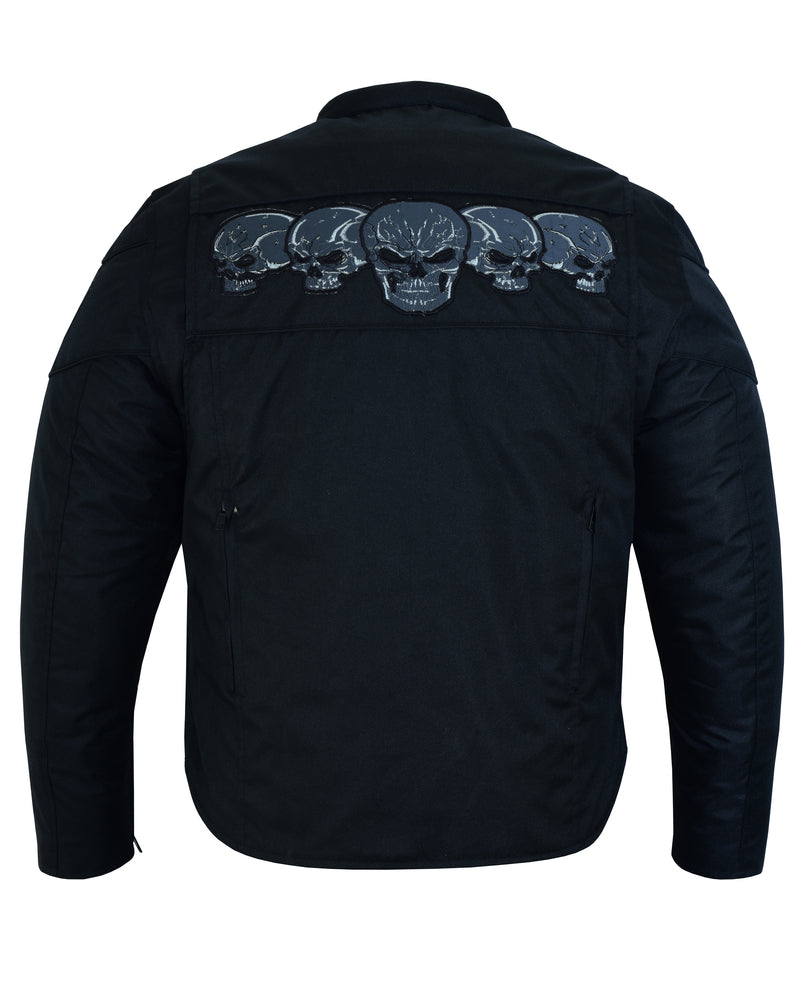 DS600 Men's Textile Scooter Style Jacket w/ Reflective Skulls Daniel Smart Manufacturing